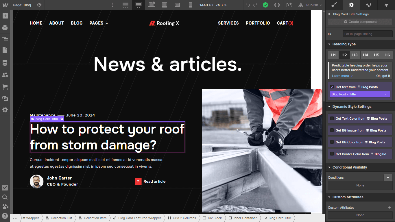 Roofing X - Webflow Template And Ui Kit Cms Content