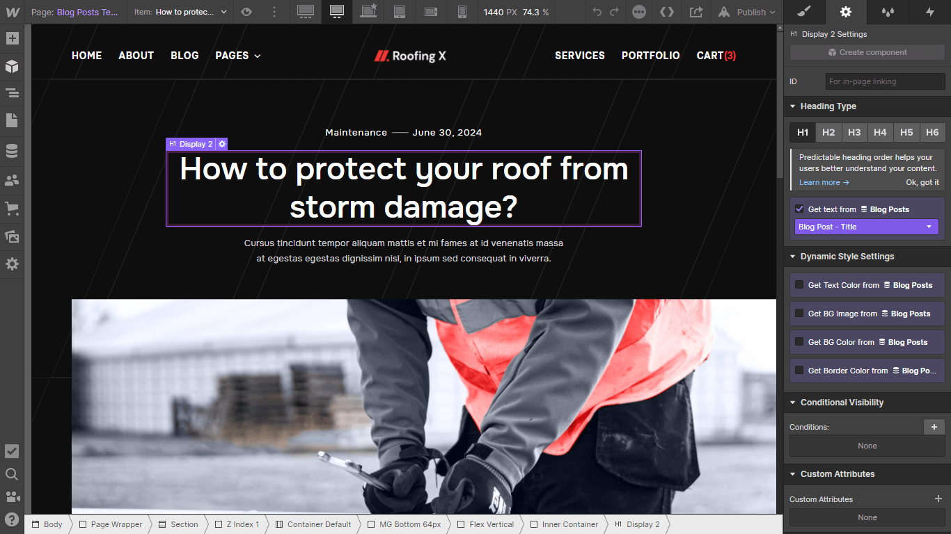 Roofing X - Webflow Template And Ui Kit Cms Page