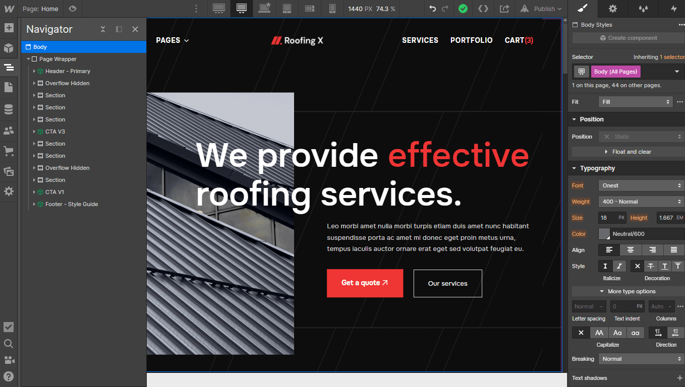 Roofing X - Webflow Template And Ui Kit Typography